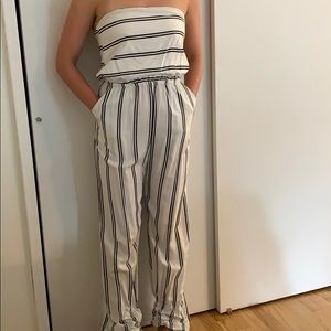 Strapless striped pant jumpsuit
